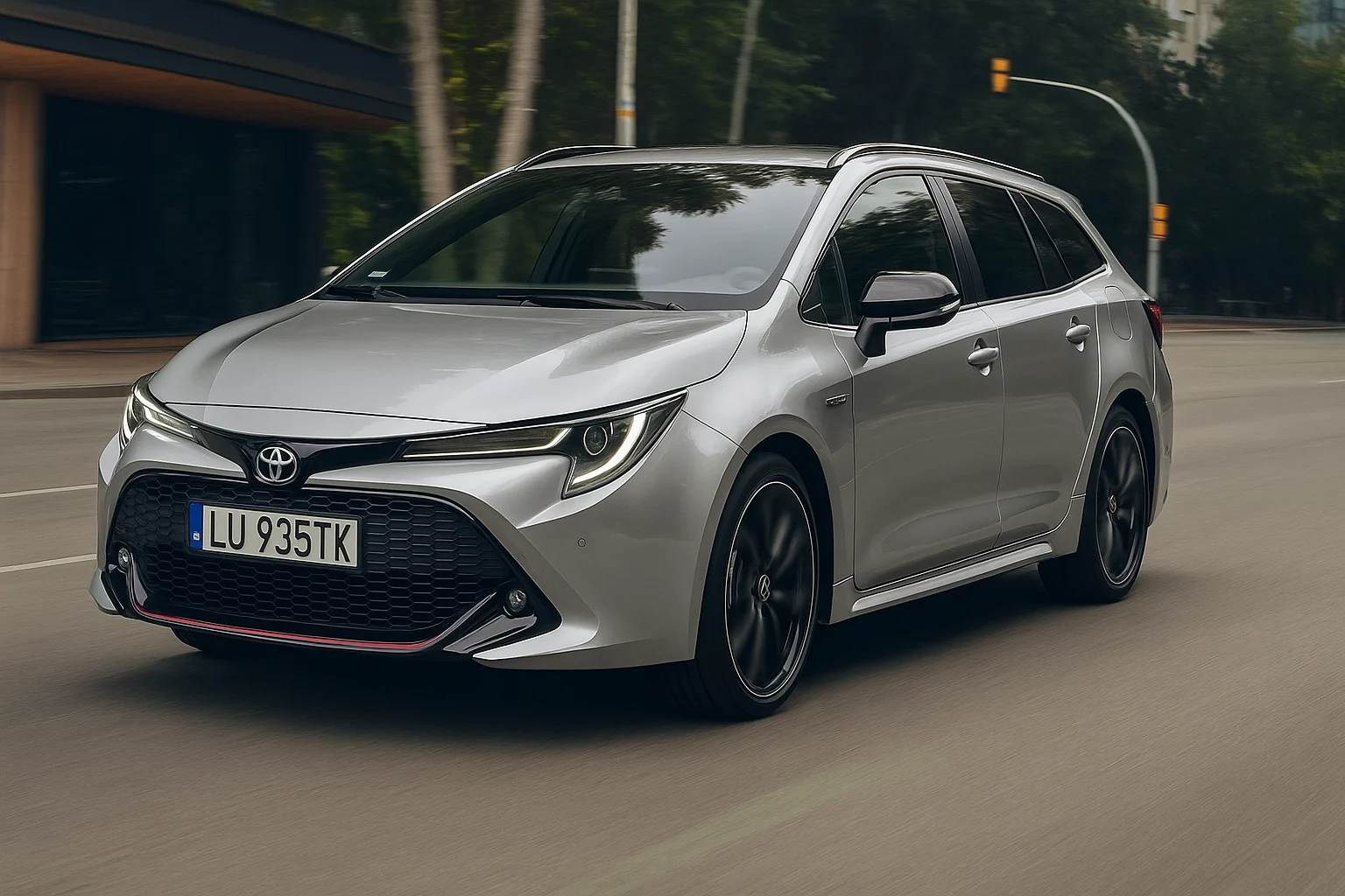 Srebrna Toyota Corolla Touring Sports GR Sport Comfort Ride